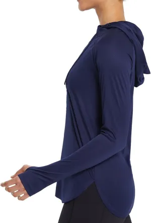 baleaf Women's Sun Protection Hoodie Shirt UPF 50  Long Sleeve UV SPF T-Shirts Rash Guard Hiking Running Quick Dry
