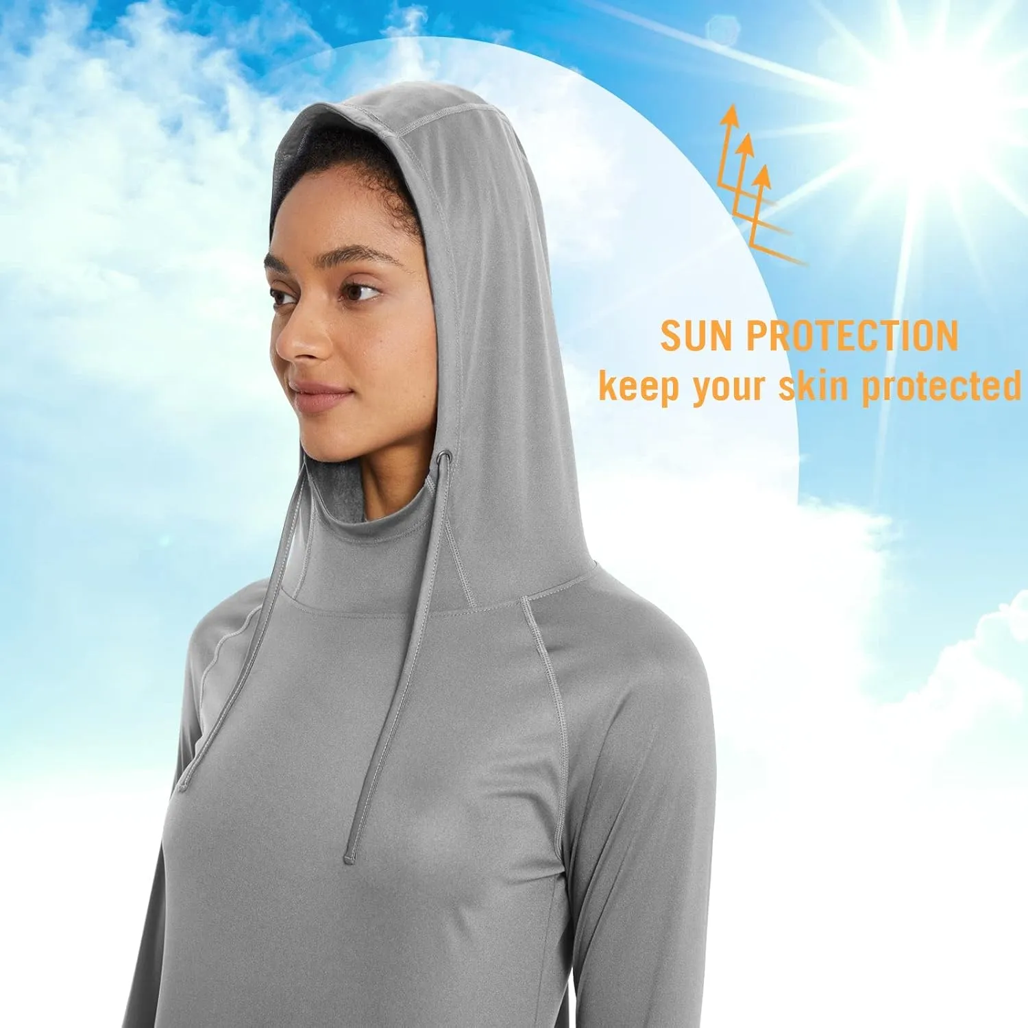 baleaf Women's Sun Protection Hoodie Shirt UPF 50  Long Sleeve UV SPF T-Shirts Rash Guard Hiking Running Quick Dry