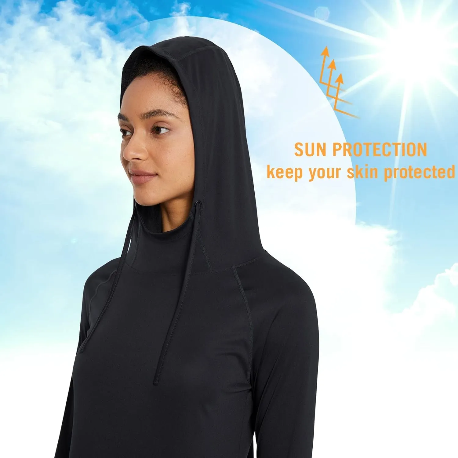 baleaf Women's Sun Protection Hoodie Shirt UPF 50  Long Sleeve UV SPF T-Shirts Rash Guard Hiking Running Quick Dry