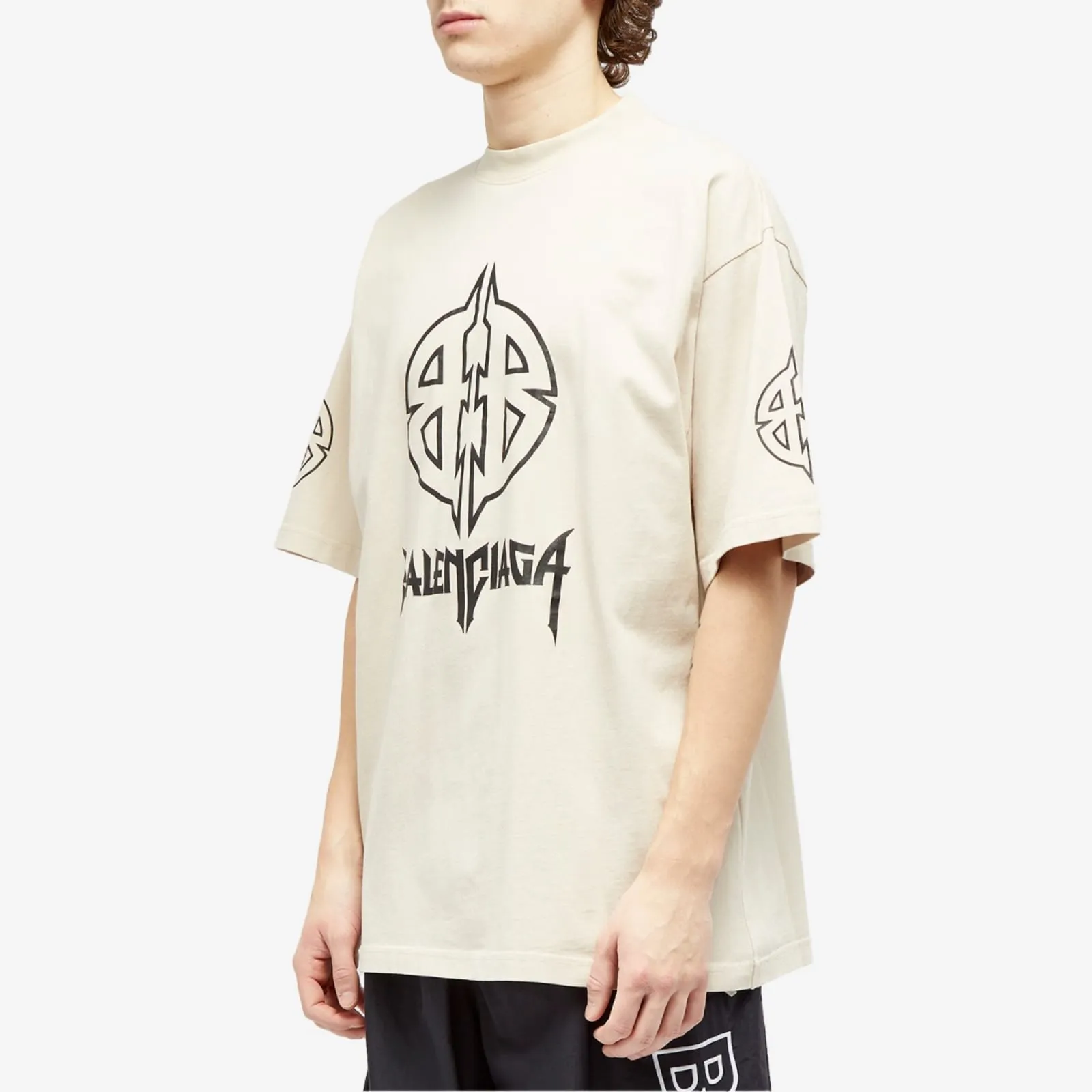 Balenciaga Paris T-shirt, Light Beige & Black