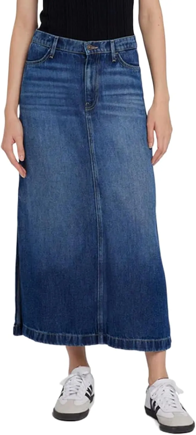 BestGirl Long Denim Skirts for Women High Waist A line Jean Maxi Skirt with Pockets