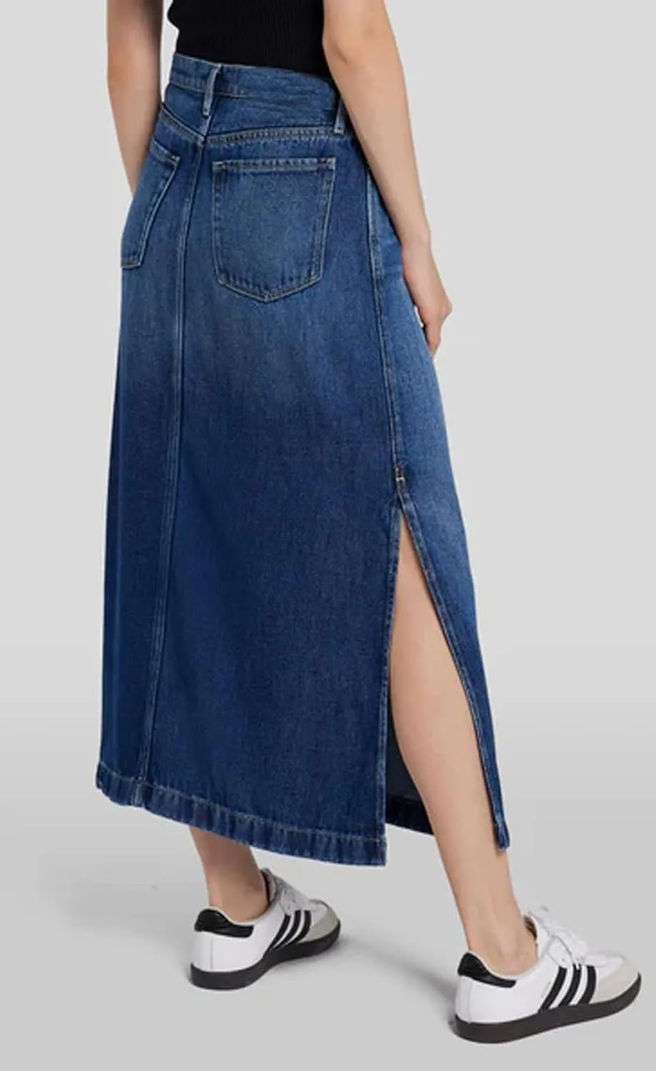 BestGirl Long Denim Skirts for Women High Waist A line Jean Maxi Skirt with Pockets