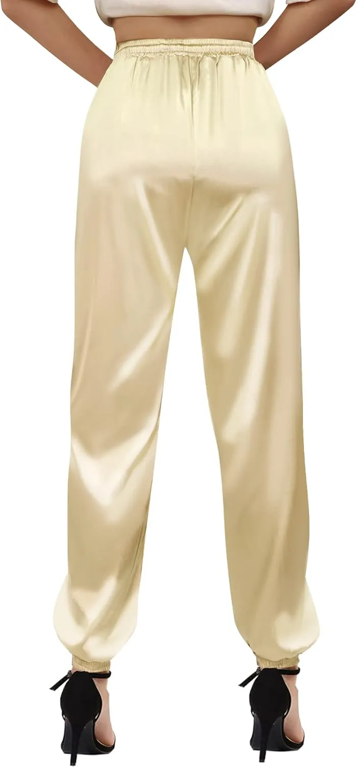 Betusline Women's Satin Silky Pants