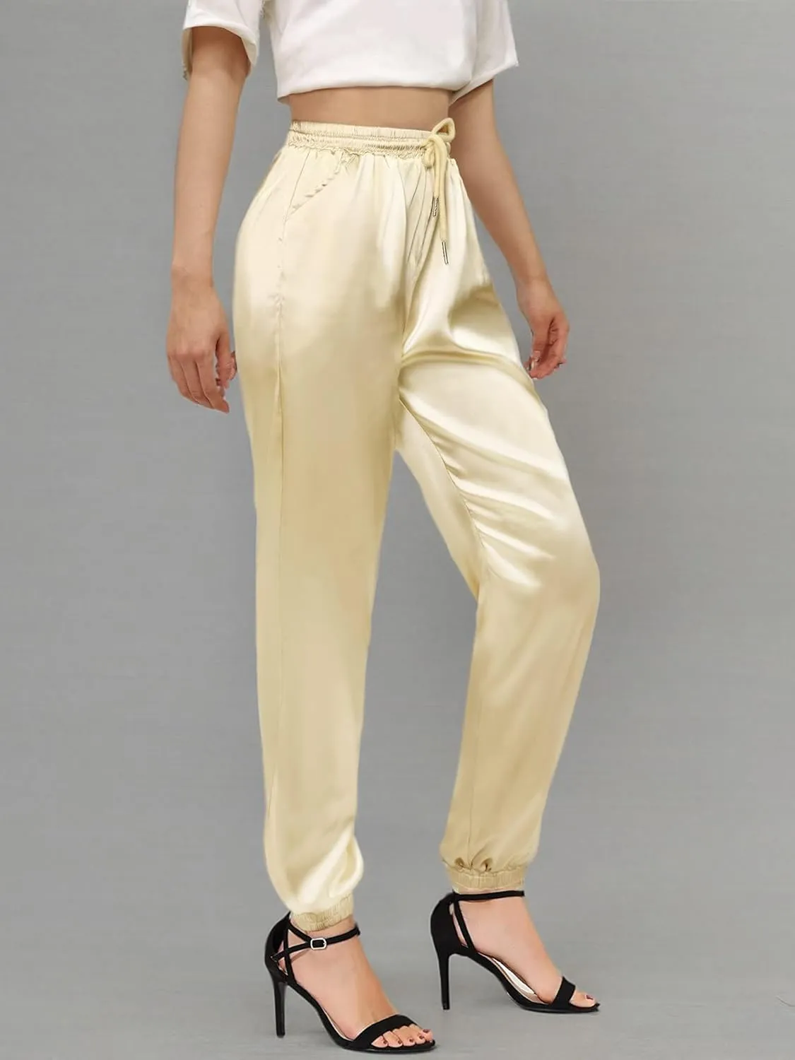 Betusline Women's Satin Silky Pants