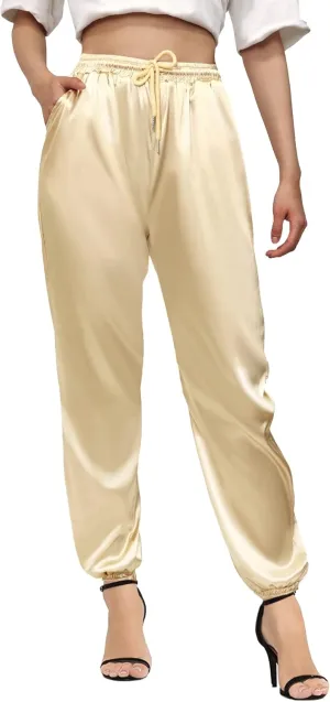 Betusline Women's Satin Silky Pants