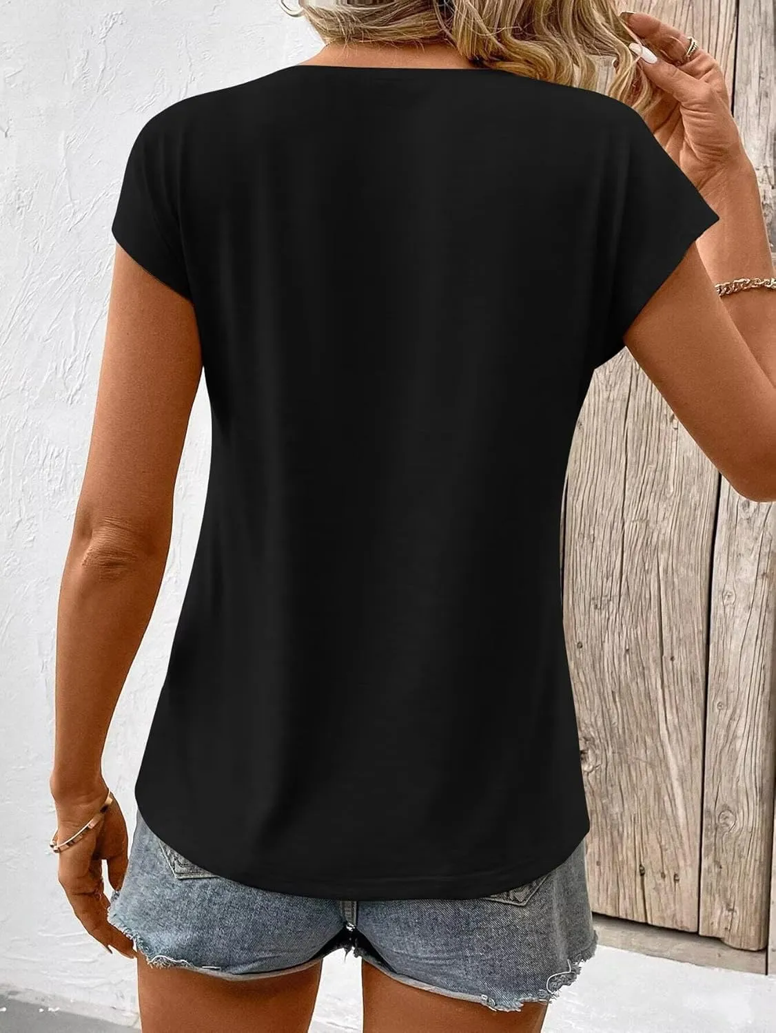 Bliwov 3 Pack Womens Cap Sleeve Tops V Neck T Shirts Spring Summer Casual Plus Size Beach Vacation Fashion Basics Clothes