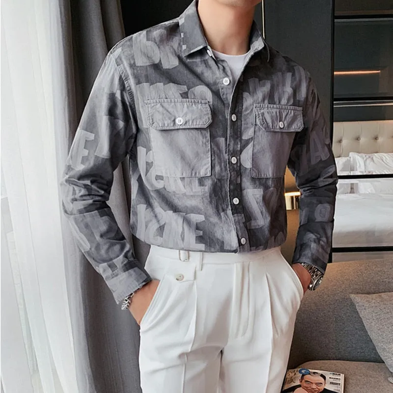 Block Style Letter Print Decorated Shirt