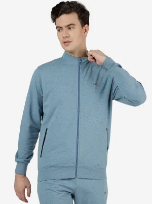 Blue Solid Slim Fit Winter T-Shirt | JadeBlue