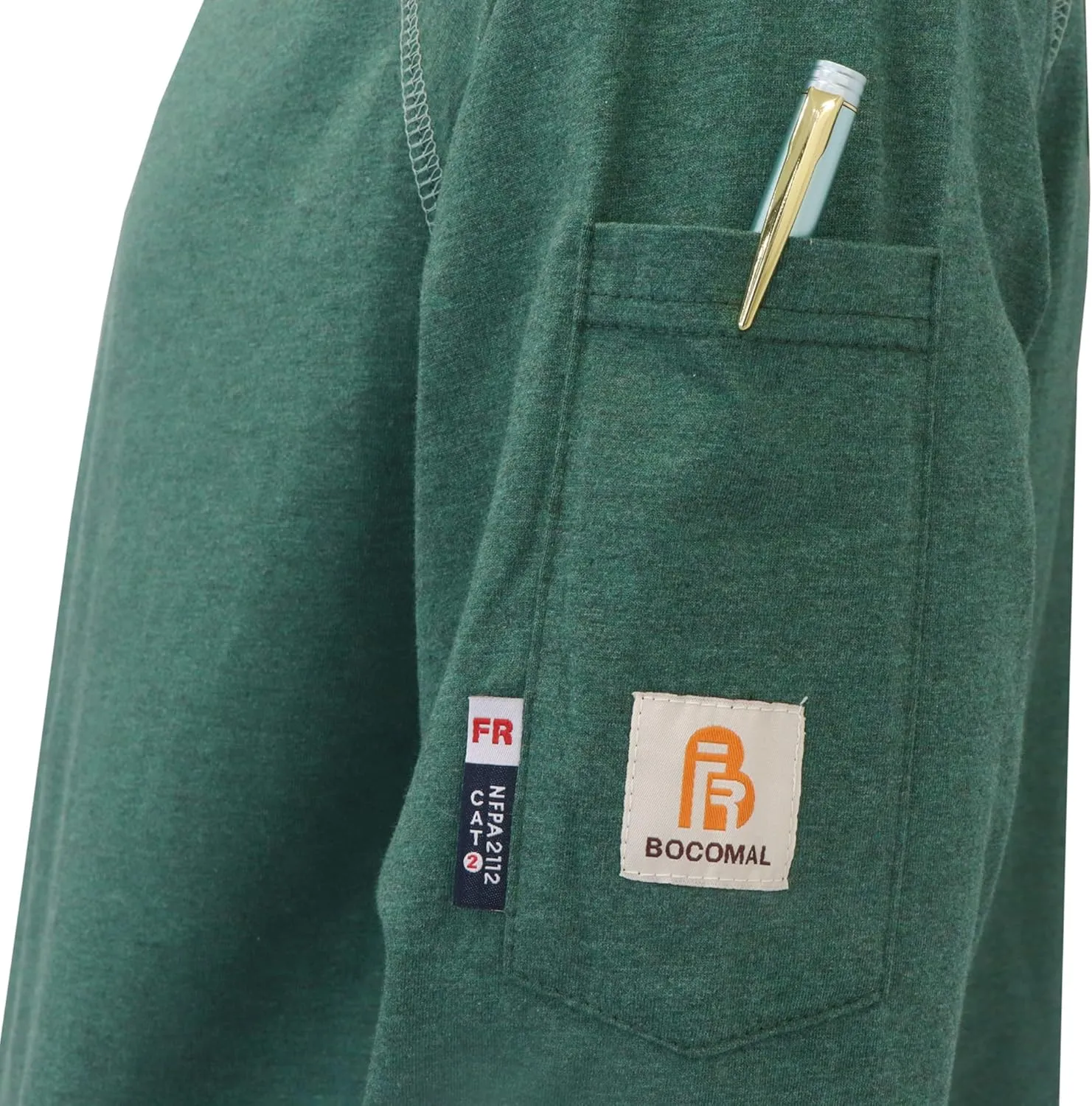 BOCOMAL FR Hooded T Shirts Heather Series 6oz Flame Resistant NFPA2112 CAT2 Fire Retardant Hoodies Work Shirt