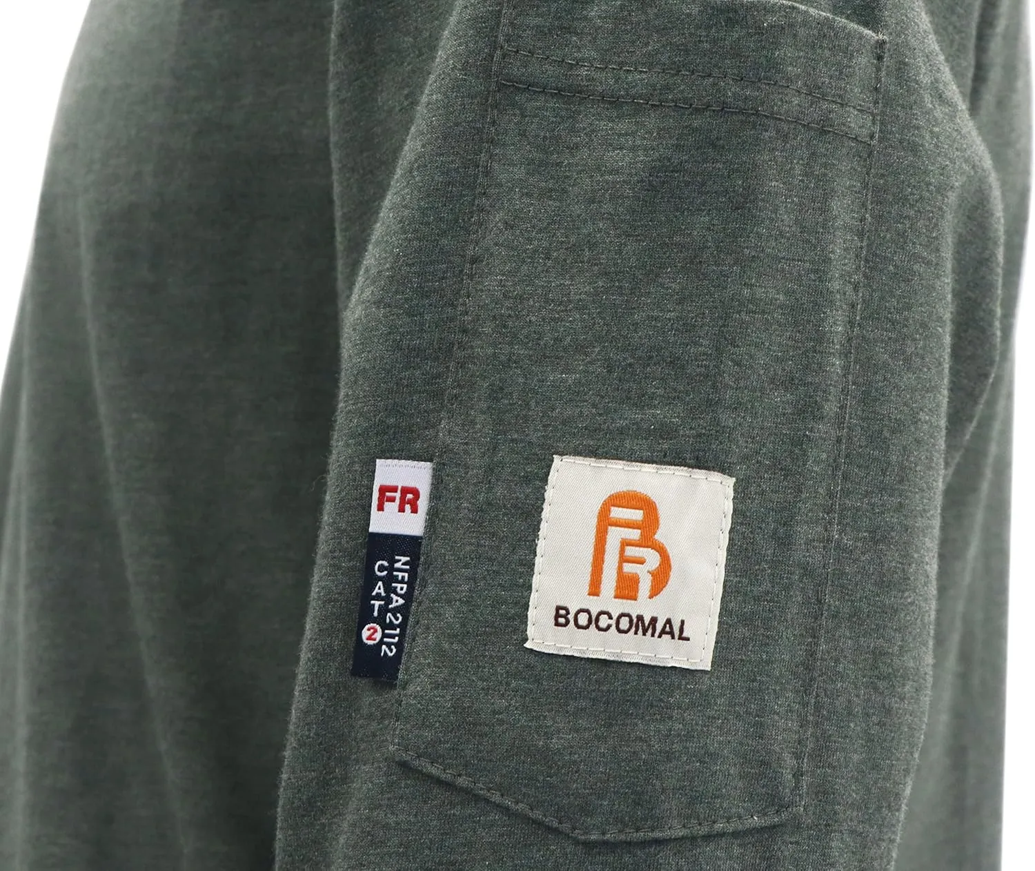 BOCOMAL FR Hooded T Shirts Heather Series 6oz Flame Resistant NFPA2112 CAT2 Fire Retardant Hoodies Work Shirt