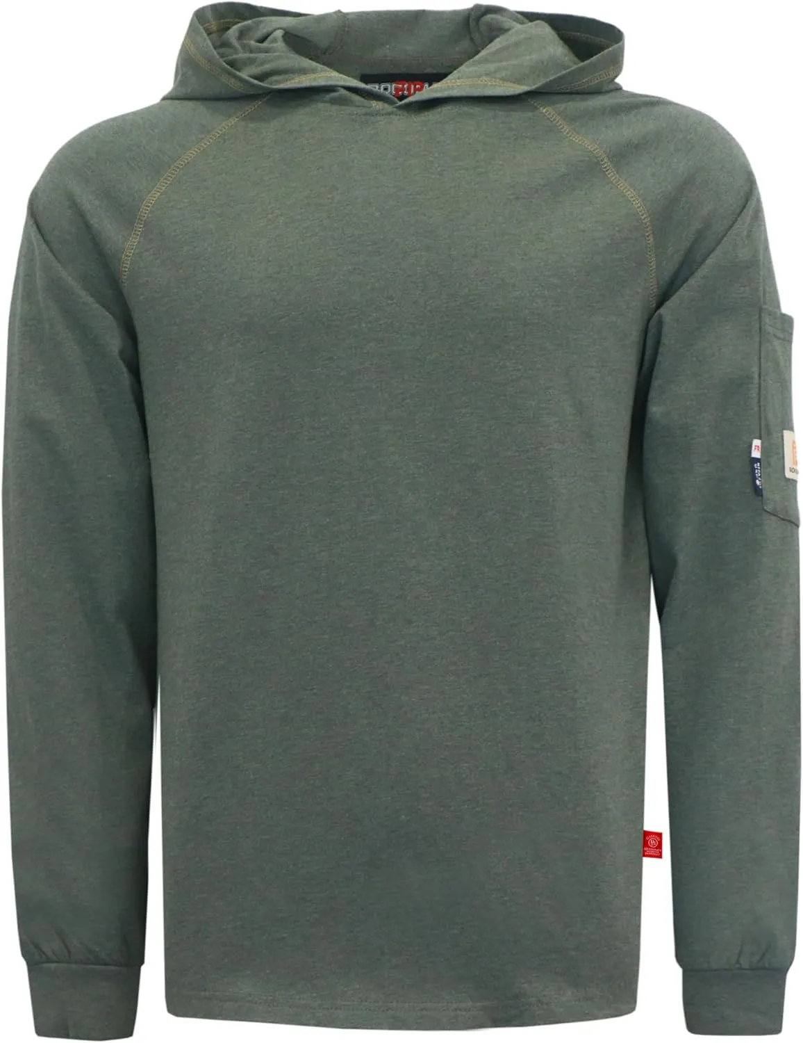 BOCOMAL FR Hooded T Shirts Heather Series 6oz Flame Resistant NFPA2112 CAT2 Fire Retardant Hoodies Work Shirt
