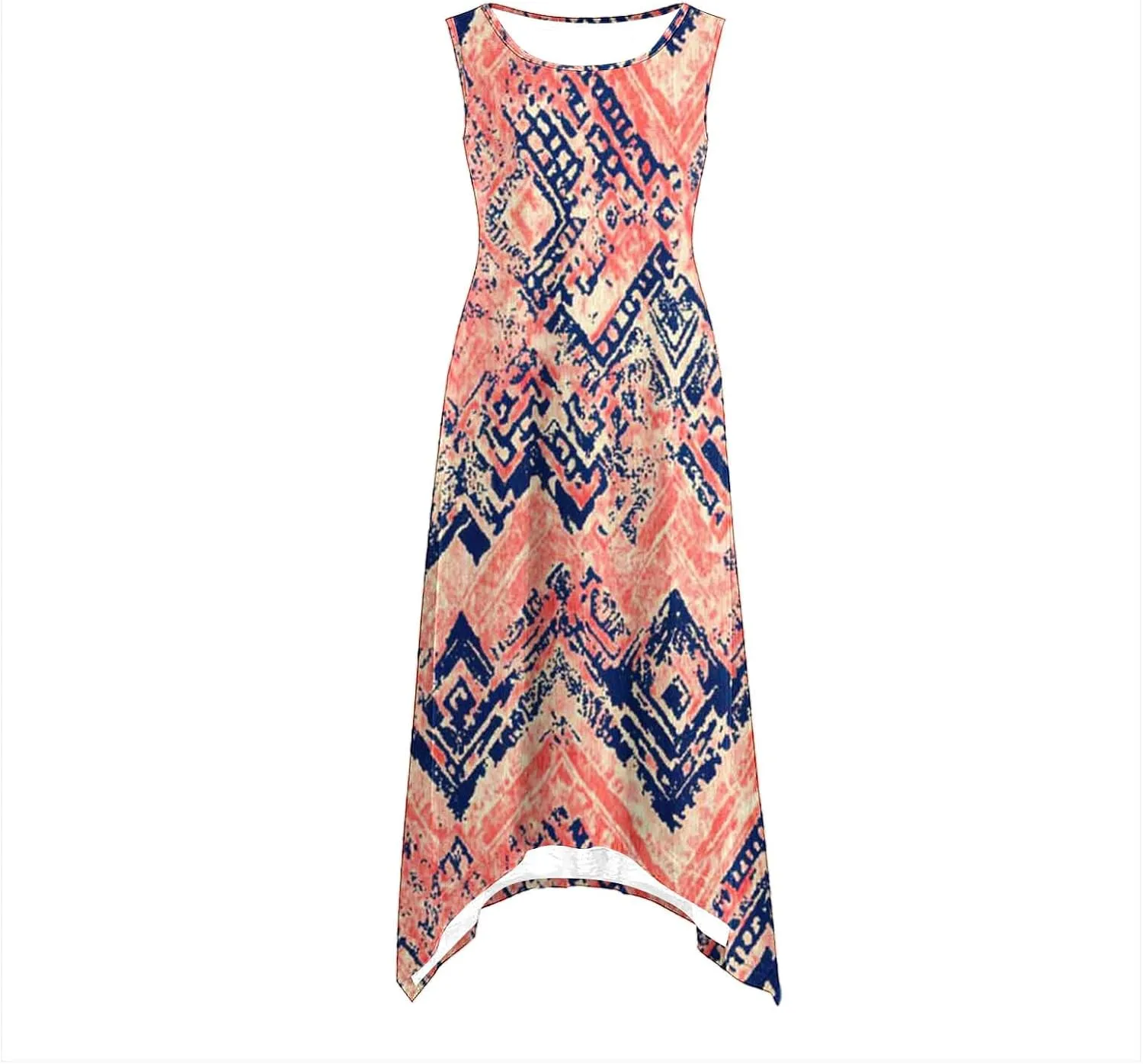Boho Dresses for Women Casual 2025 Floral Print Sleeveless Dresses with Pockets Handkerchief Hem Beach Sundresses