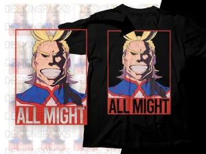 Bold All Might Anime Graphic Png Digital Download
