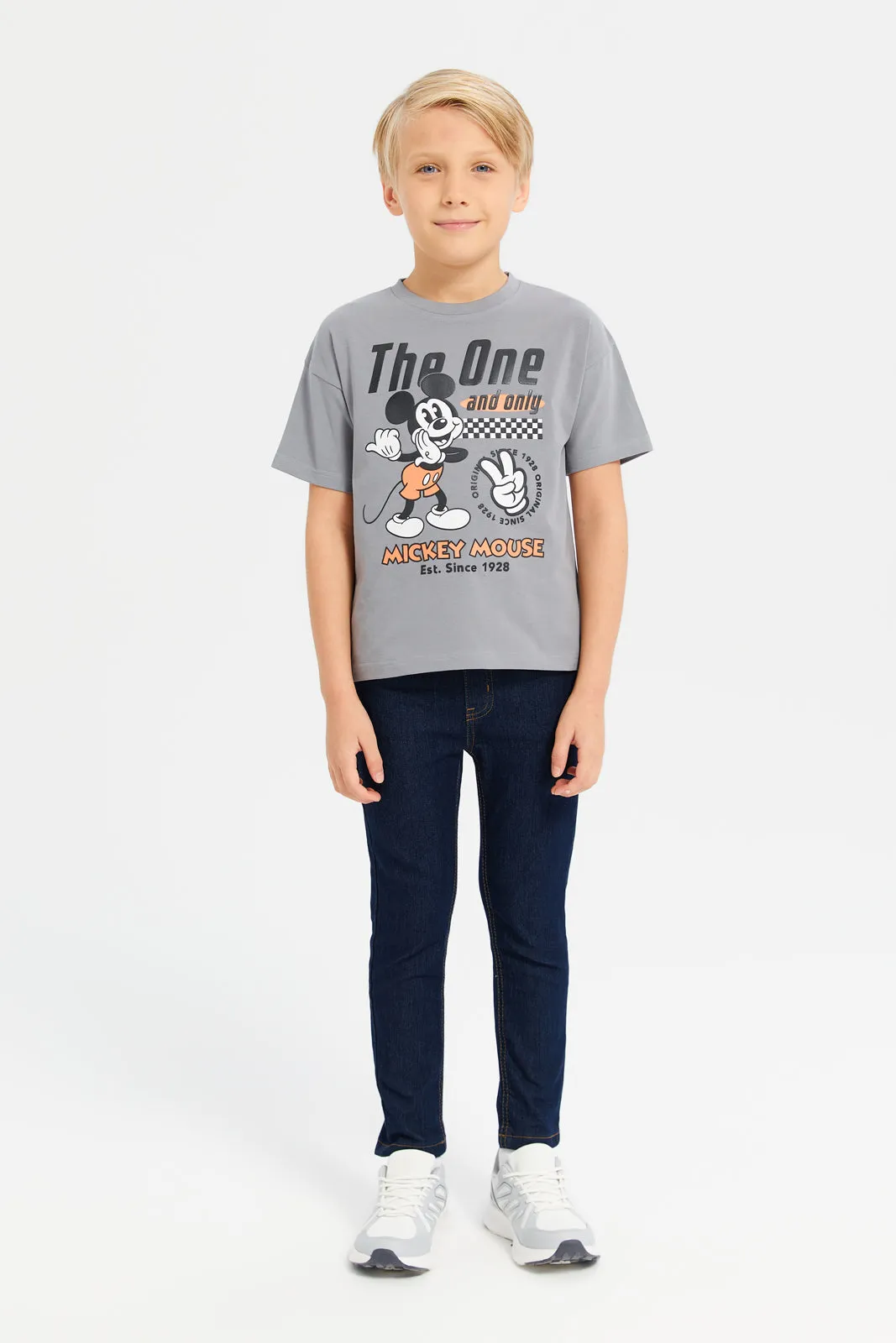 Boys Grey Black Panther Short Sleeve T-Shirt