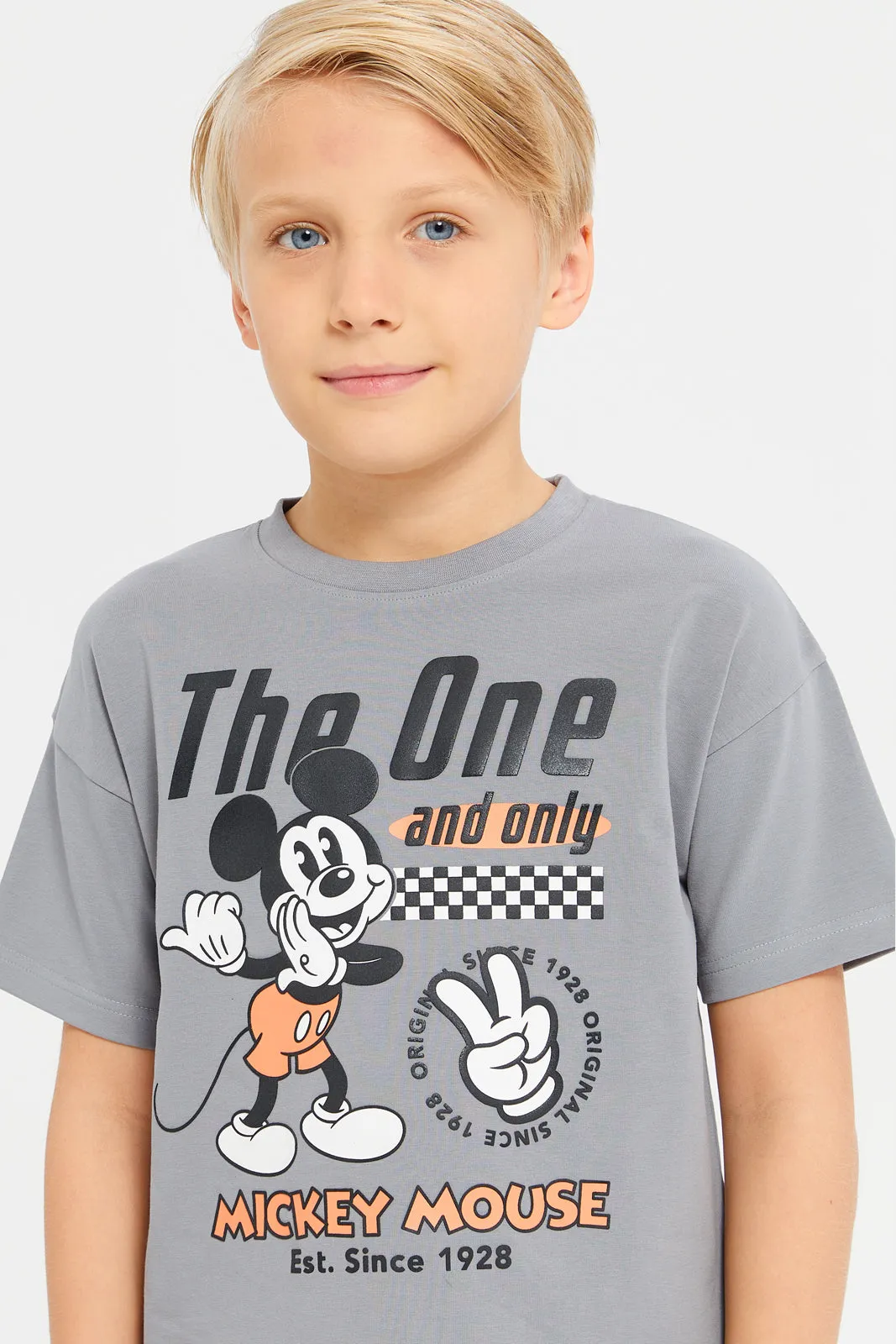 Boys Grey Black Panther Short Sleeve T-Shirt