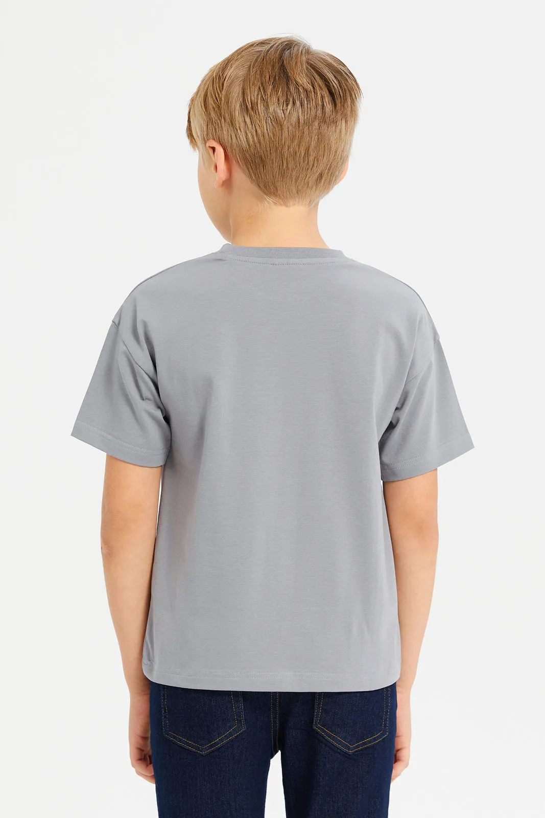 Boys Grey Black Panther Short Sleeve T-Shirt
