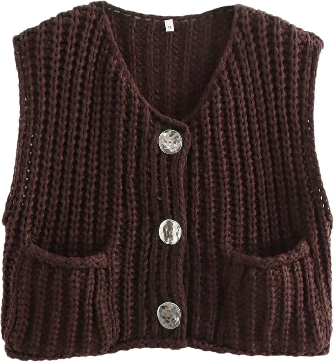 Bozanly Womens Chunky Knit Sweater Vest Cute Button Down Sleeveless Crop Crochet Cardigan Vest 2025