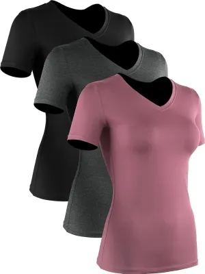 CADMUS 3/4/5 Pack Women's Compression Shirt Running Athletic T-Shirts Workout Tops Baselayer Short Sleeve Yoga Gym Sports