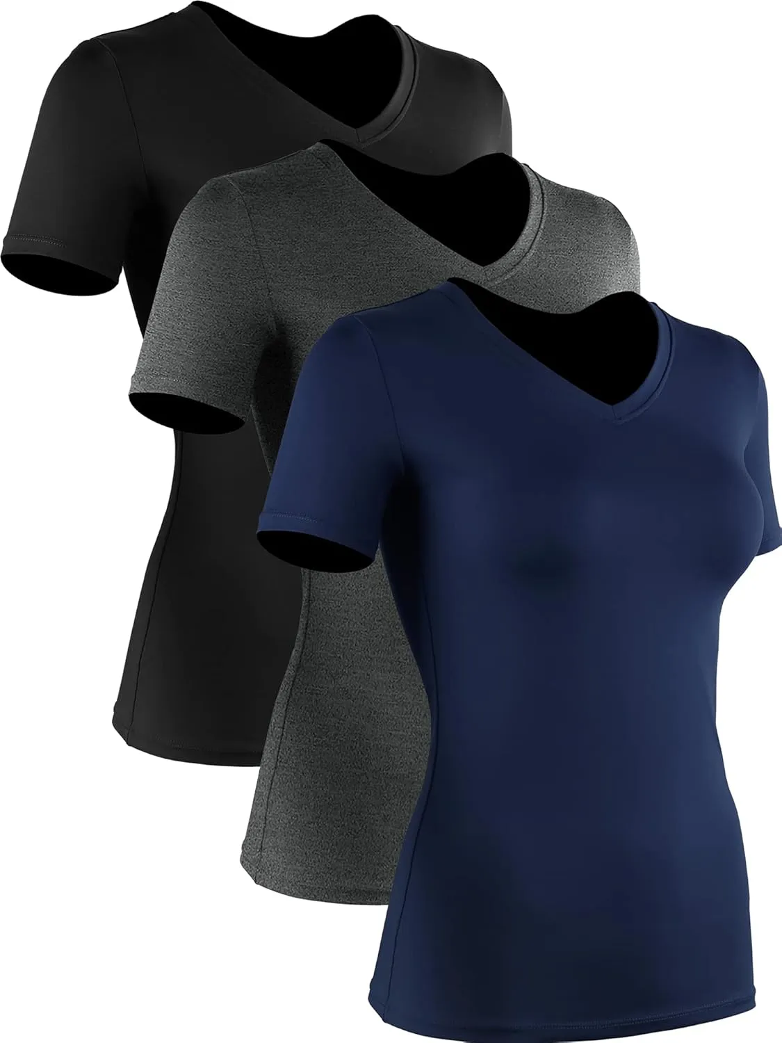CADMUS 3/4/5 Pack Women's Compression Shirt Running Athletic T-Shirts Workout Tops Baselayer Short Sleeve Yoga Gym Sports