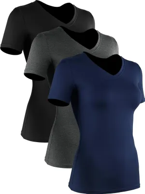 CADMUS 3/4/5 Pack Women's Compression Shirt Running Athletic T-Shirts Workout Tops Baselayer Short Sleeve Yoga Gym Sports