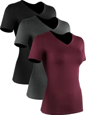 CADMUS 3/4/5 Pack Women's Compression Shirt Running Athletic T-Shirts Workout Tops Baselayer Short Sleeve Yoga Gym Sports