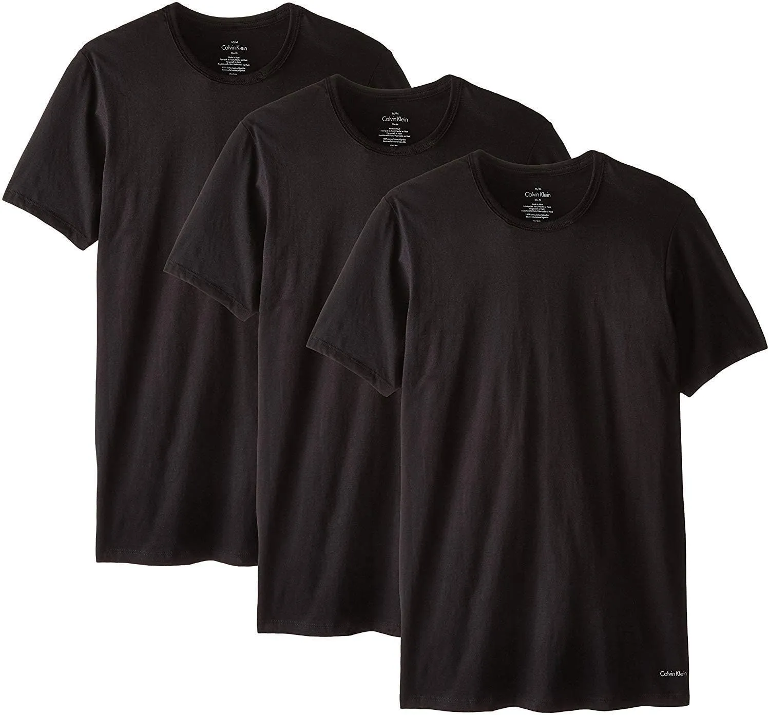 Calvin Klein Men`s Cotton Crew Neck Slim Fit T-Shirts 3 Pack