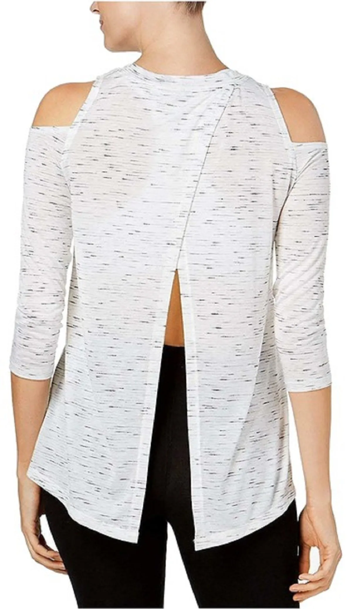 Calvin Klein Performance Split-Back Cold-Shoulder Top (White, XXL)