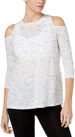 Calvin Klein Performance Split-Back Cold-Shoulder Top (White, XXL)