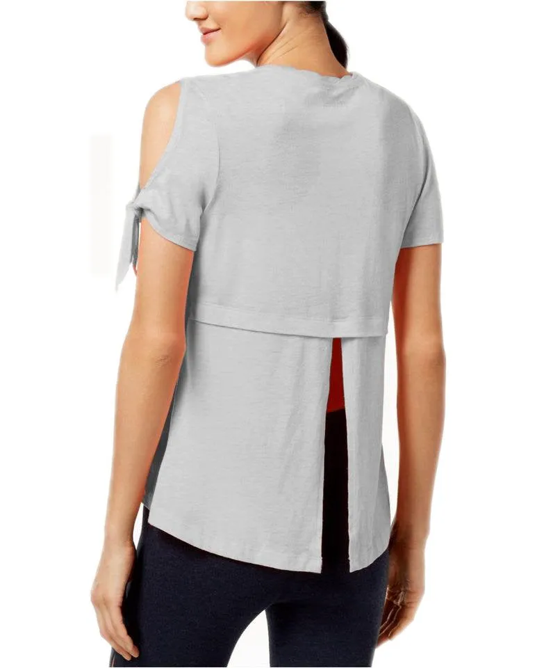 Calvin Klein Performance Women's Cold Shoulder Vented Top, Alloy, XXL