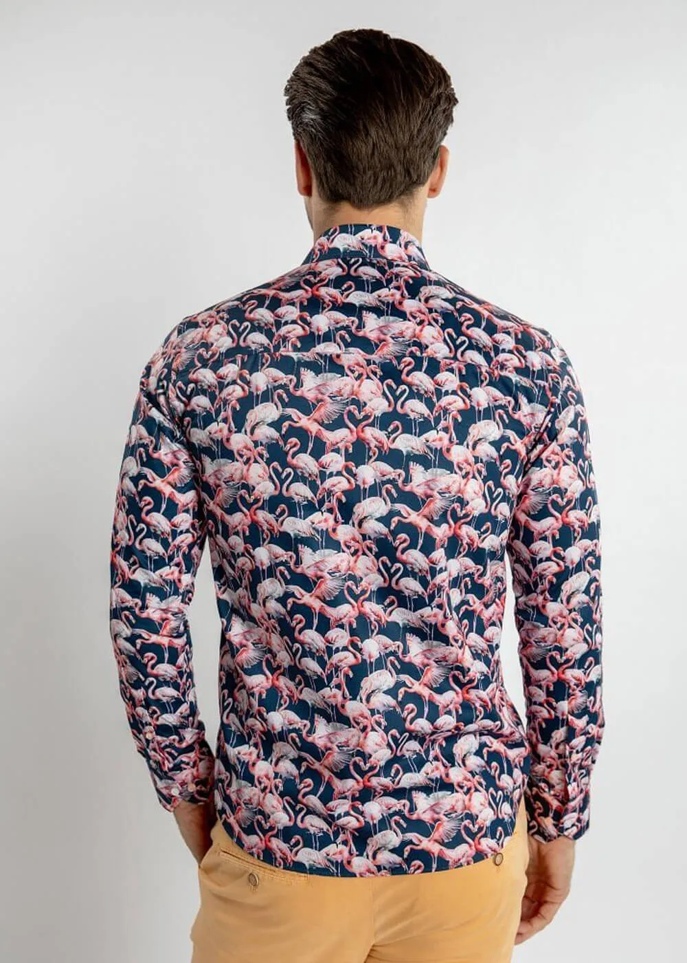 Claudio Lugli Men's Flamingos Shirt Navy