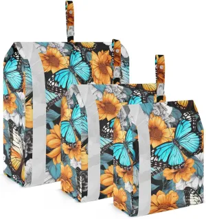 Colorful Butterflies Flowers Leaves Packing Cubes for Travel 3 Set Compression Bag Luggage Organizers for Suitcase