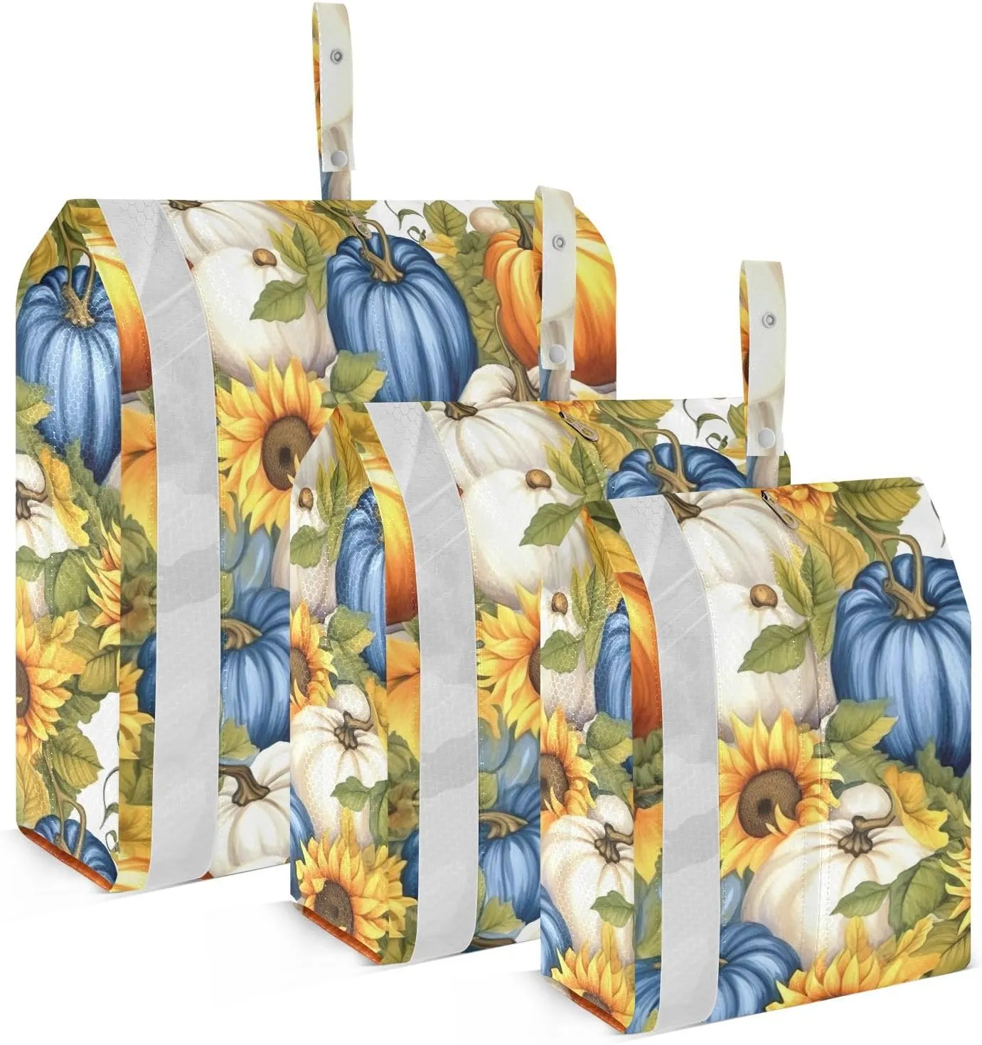 Colorful Pumpkin Sunflowers Packing Cubes for Travel 3 Set Compression Bag Luggage Bags for Packing Compression