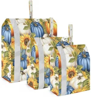 Colorful Pumpkin Sunflowers Packing Cubes for Travel 3 Set Compression Bag Luggage Bags for Packing Compression