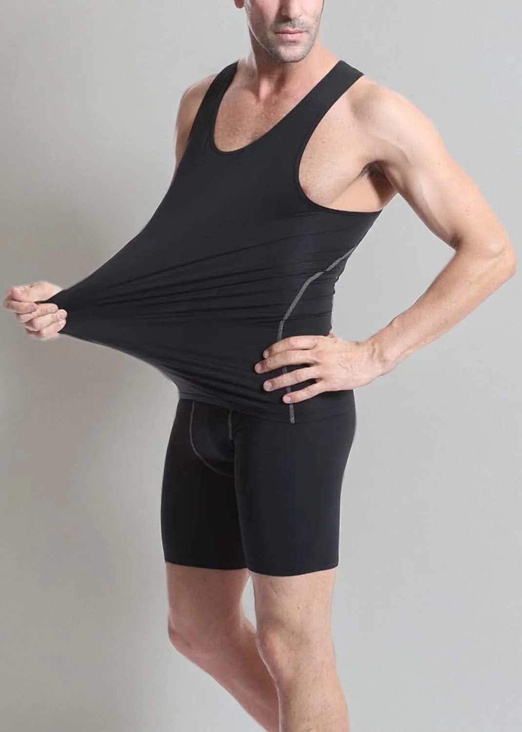 Compression Shirt Men 3 Pack Black Cool Dry Football Tank Top Athletic Compression Sleeveless T Shirts