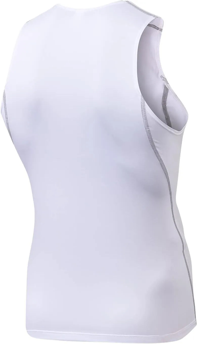 Compression Shirt Men 3 Pack Black Cool Dry Football Tank Top Athletic Compression Sleeveless T Shirts