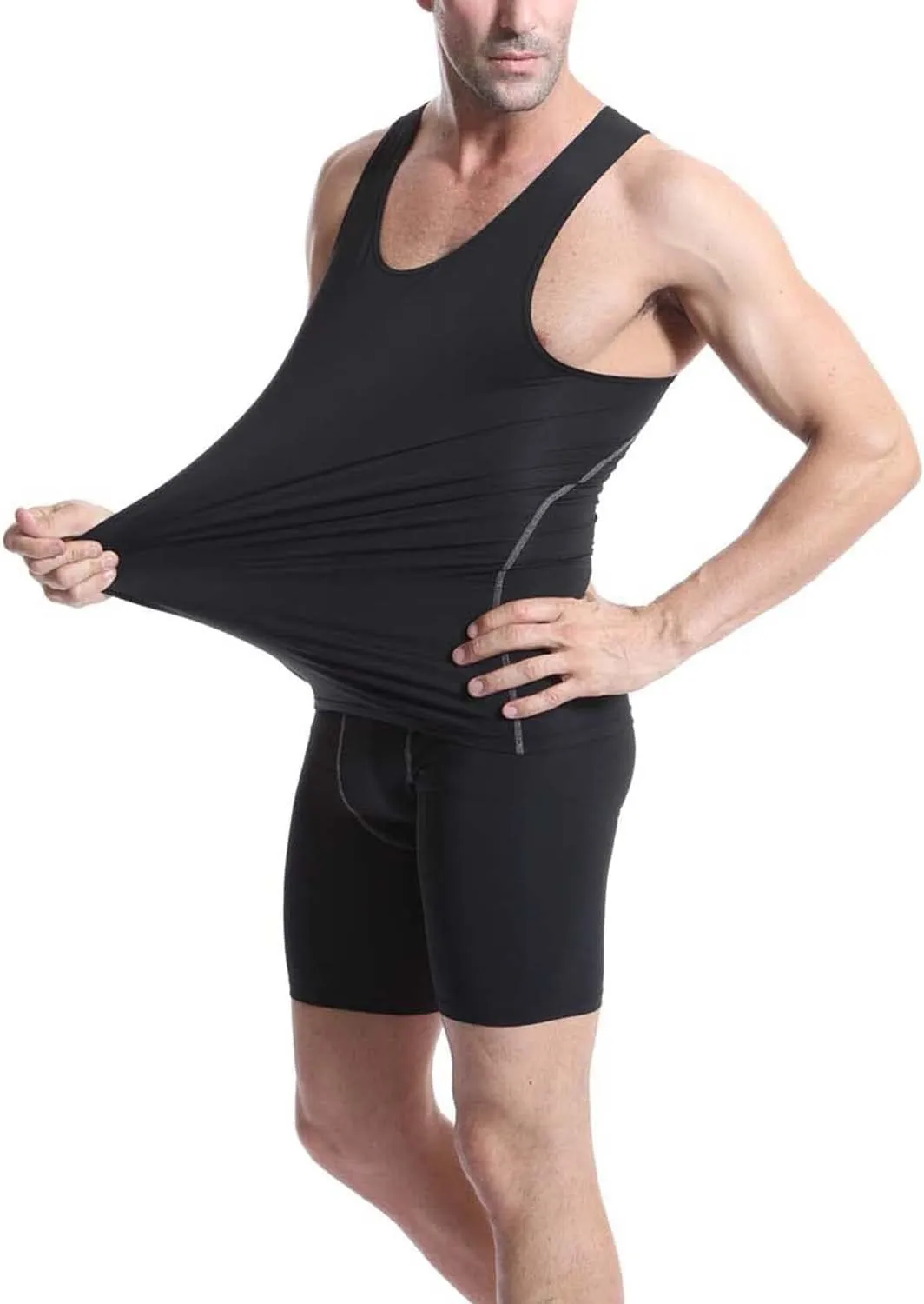 Compression Shirt Men 3 Pack Black Cool Dry Football Tank Top Athletic Compression Sleeveless T Shirts