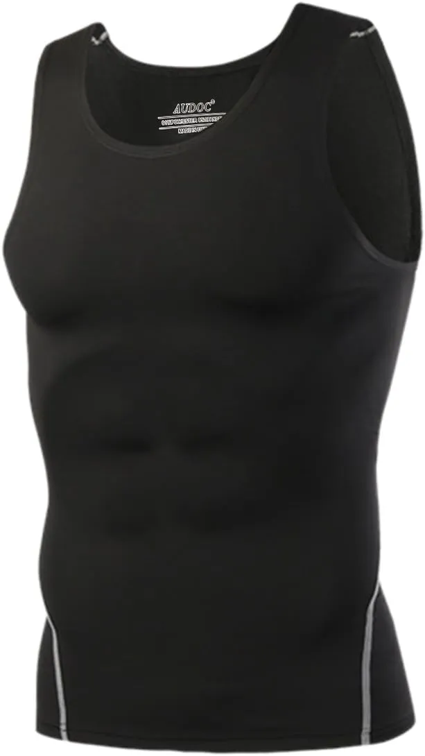 Compression Shirt Men 3 Pack Black Cool Dry Football Tank Top Athletic Compression Sleeveless T Shirts
