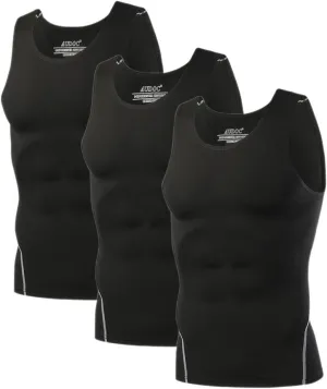 Compression Shirt Men 3 Pack Black Cool Dry Football Tank Top Athletic Compression Sleeveless T Shirts