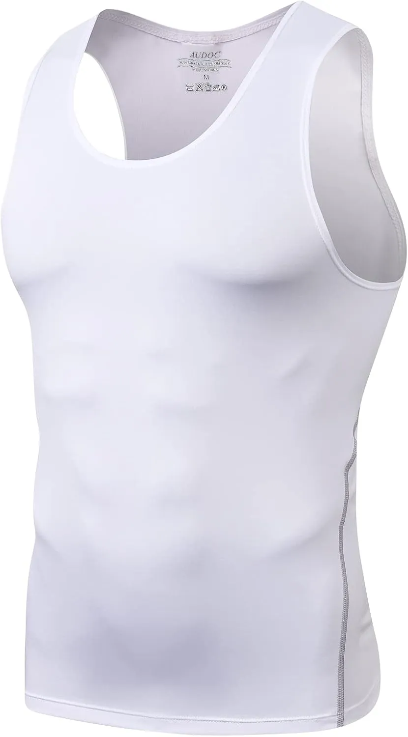 Compression Shirt Men 3 Pack Black Cool Dry Football Tank Top Athletic Compression Sleeveless T Shirts