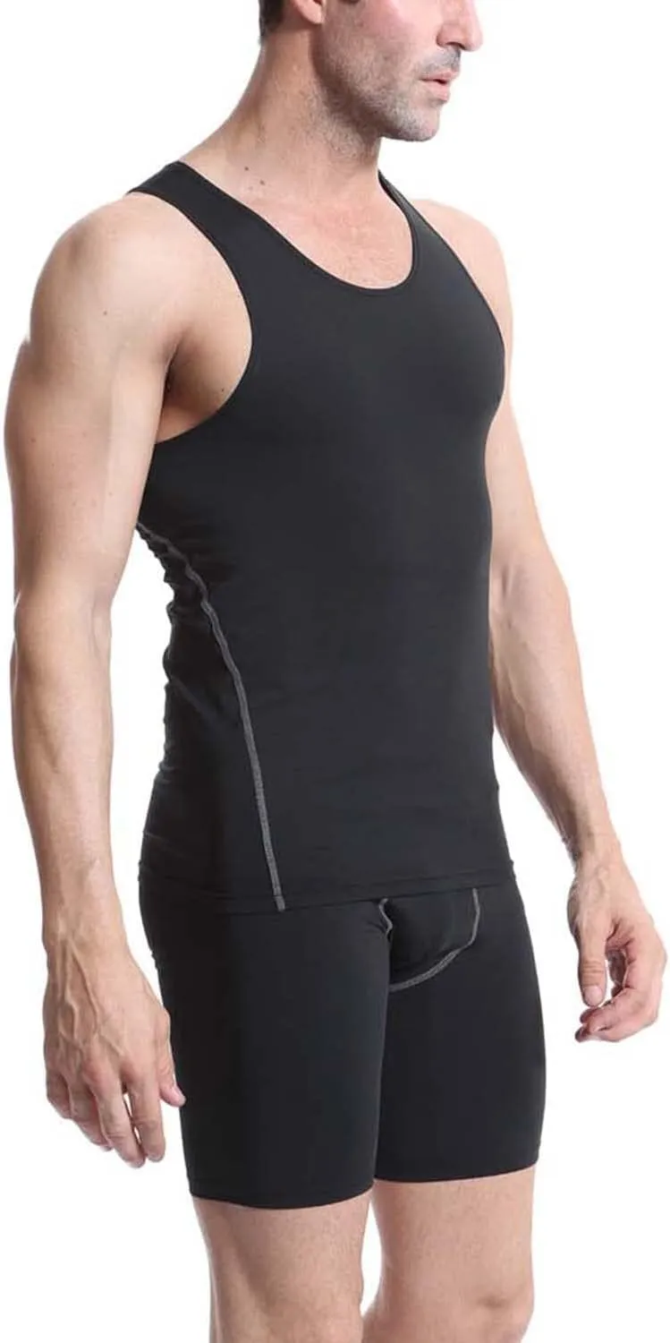 Compression Shirt Men 3 Pack Black Cool Dry Football Tank Top Athletic Compression Sleeveless T Shirts