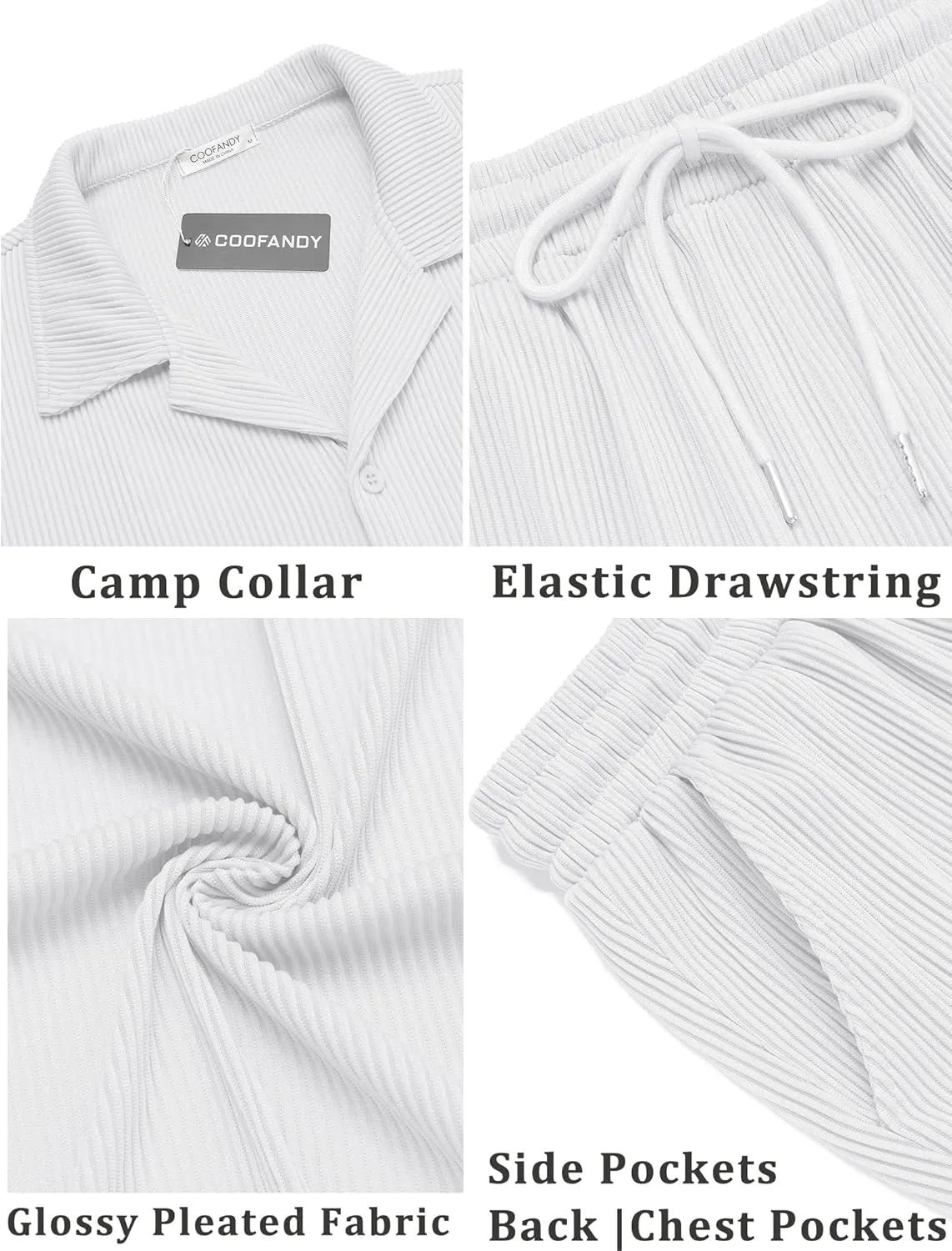 COOFANDY Men's 2 Pieces Shirt Sets Short Sleeve Casual Button Down Hippie T-Shirts Shorts Sets Summer Fashion Beach Outfits