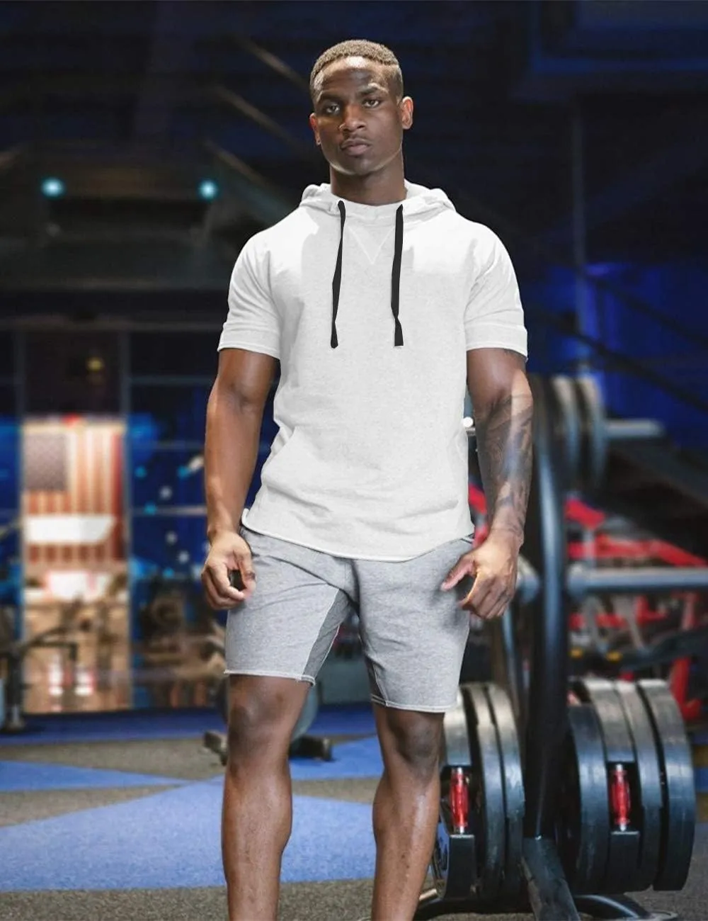 COOFANDY Men's Short Sleeve Hoodie Workout Gym Sweatshirt Muscle Fit Fashion Athletic Hoodies Pullover Cotton Hooded T-Shirts