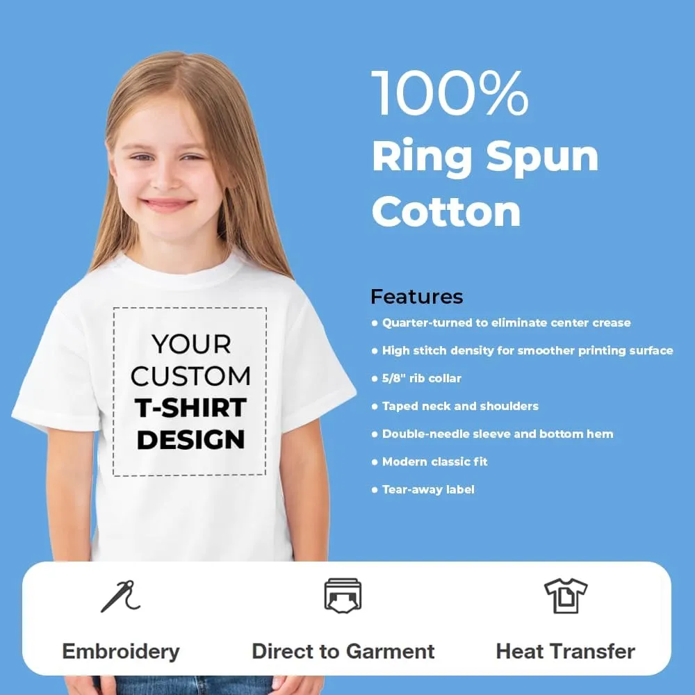 Custom Personalized Cotton T Shirts for Boy Girl Children Customized DTF Print Shirt Tshirt Upload Your Design Image Text