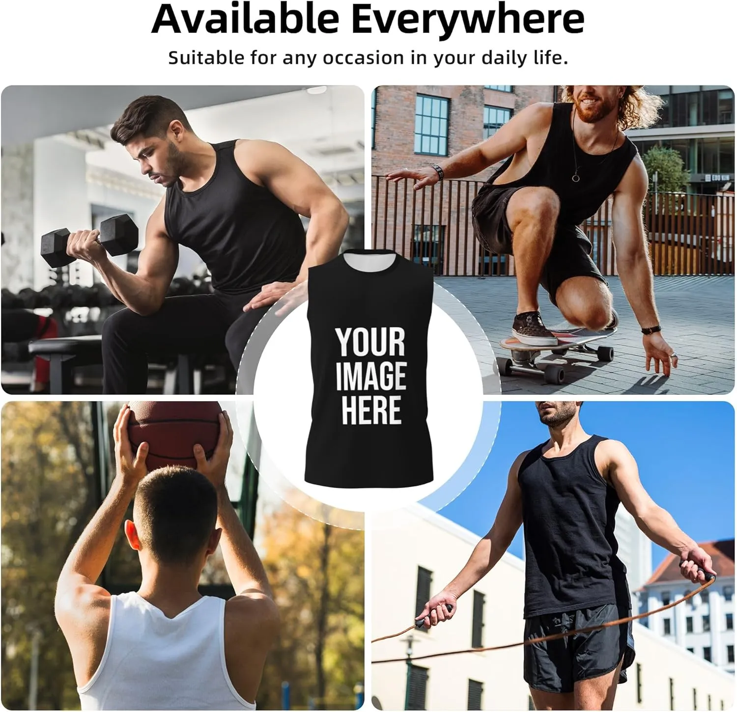 Custom T-Shirts for Men Women Couple Design Your Own Shirt with Text/Image/Logo Personalized Tank Top