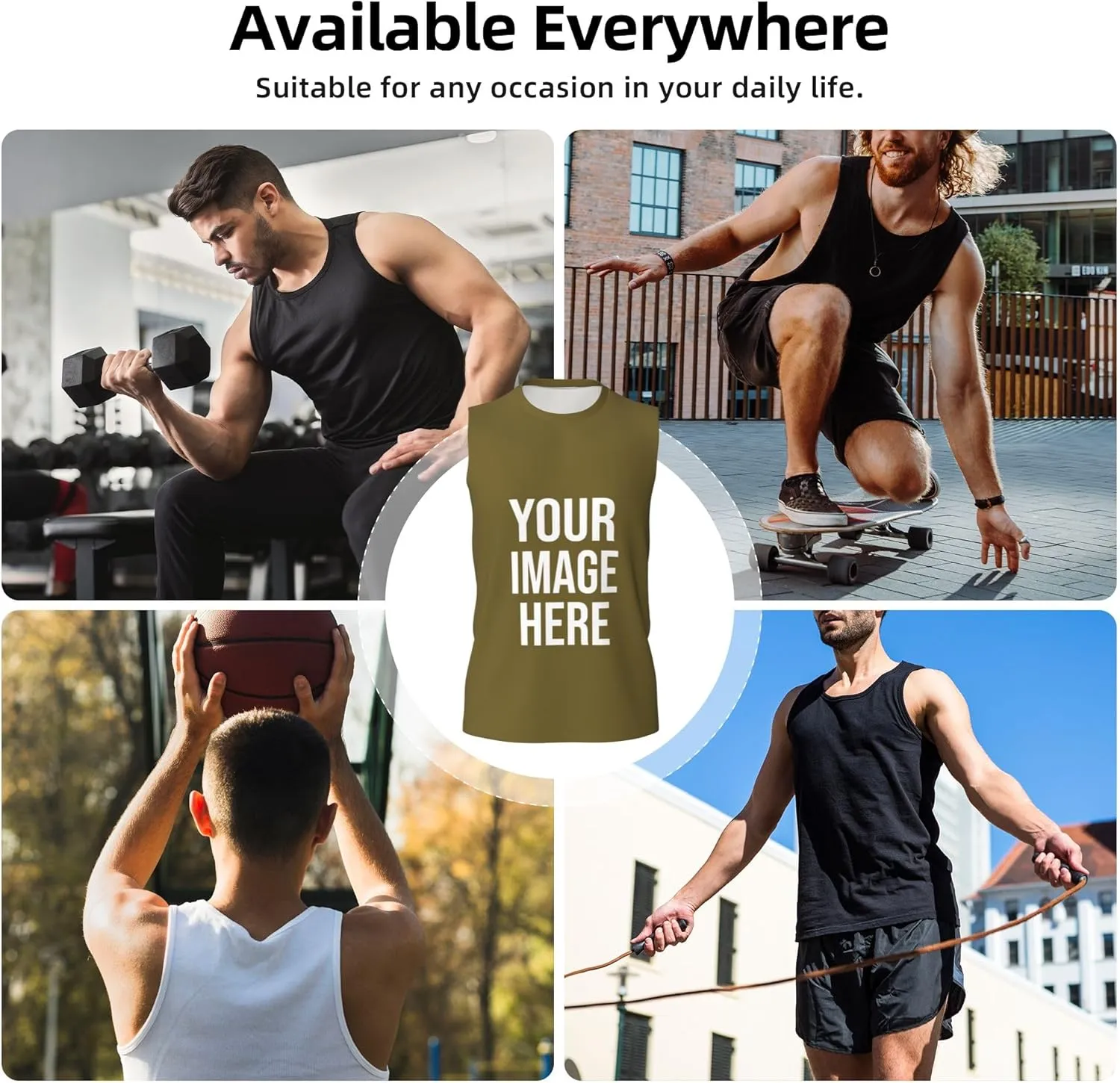 Custom T-Shirts for Men Women Couple Design Your Own Shirt with Text/Image/Logo Personalized Tank Top
