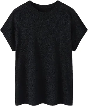 DBFBDTU Womens T Shirts Women's Pullover Short Sleeve Knitted Round Neck T-Shirt Women's Loose Sweater Tank Top