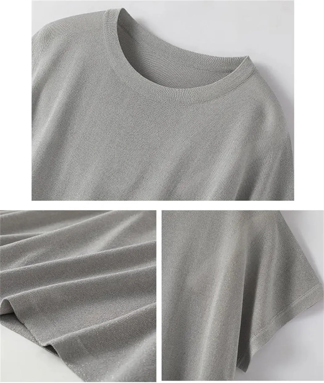 DBFBDTU Womens T Shirts Women's Pullover Short Sleeve Knitted Round Neck T-Shirt Women's Loose Sweater Tank Top