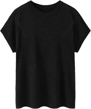 DBFBDTU Womens T Shirts Women's Pullover Short Sleeve Knitted Round Neck T-Shirt Women's Loose Sweater Tank Top