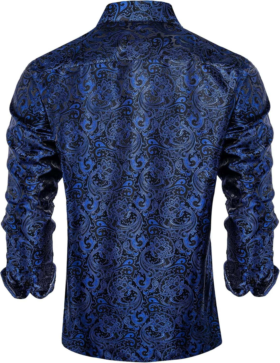 DiBanGu Mens Shirt, Paisley Floral Dress Shirt Long Sleeve with Collar Pin Brooch