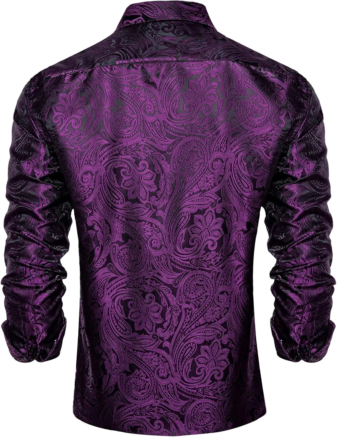DiBanGu Mens Shirt, Paisley Floral Dress Shirt Long Sleeve with Collar Pin Brooch